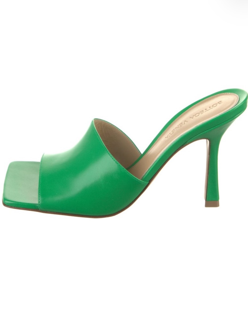 Bottega Veneta Bright Green Leather Slide Mules
